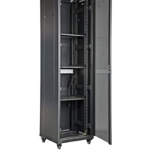 NetShell Free standing type cabinet Black Cabinet with Tempered Glass Door 42U (NSH-42T-66)-0