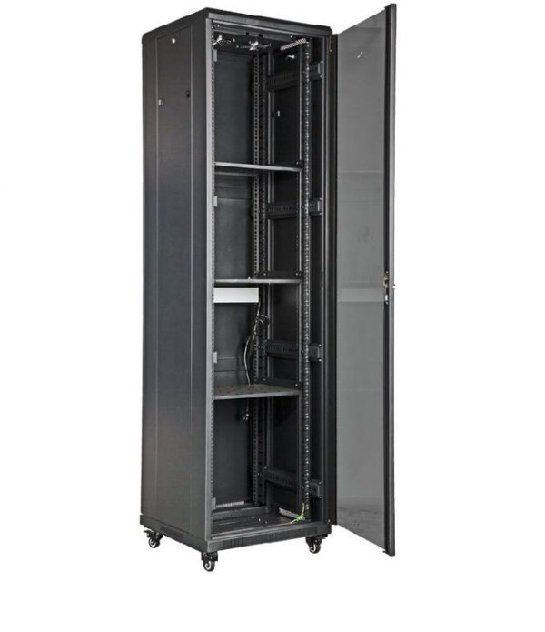 NetShell Free standing type cabinet Black Cabinet with Tempered Glass Door 42U (NSH-42T-81)-0
