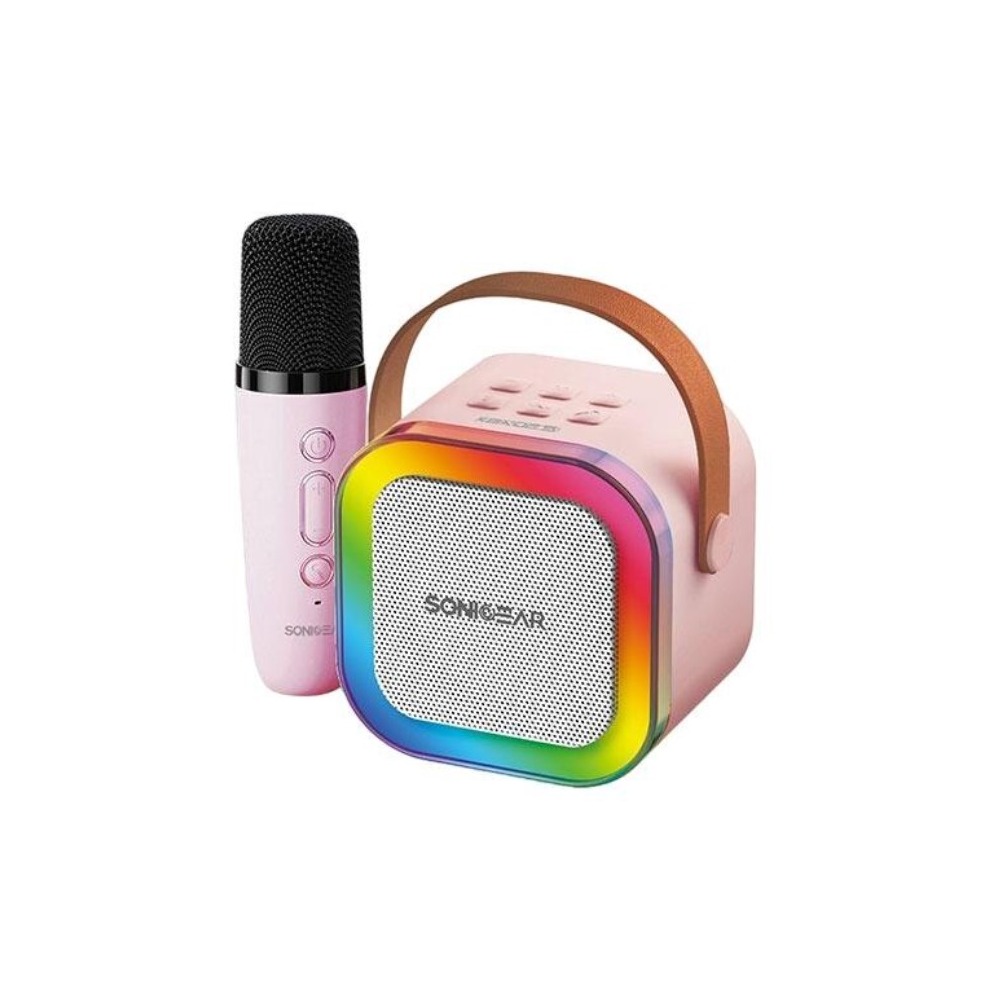 SonicGear IOX K200 Karaoke Portable Speaker BT & Wireless Mic Pink