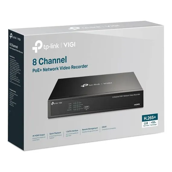 TP-LINK NVR VIGI VIDEO RECORDER POE, 8 CHANNEL VIGI NVR1008H-8P